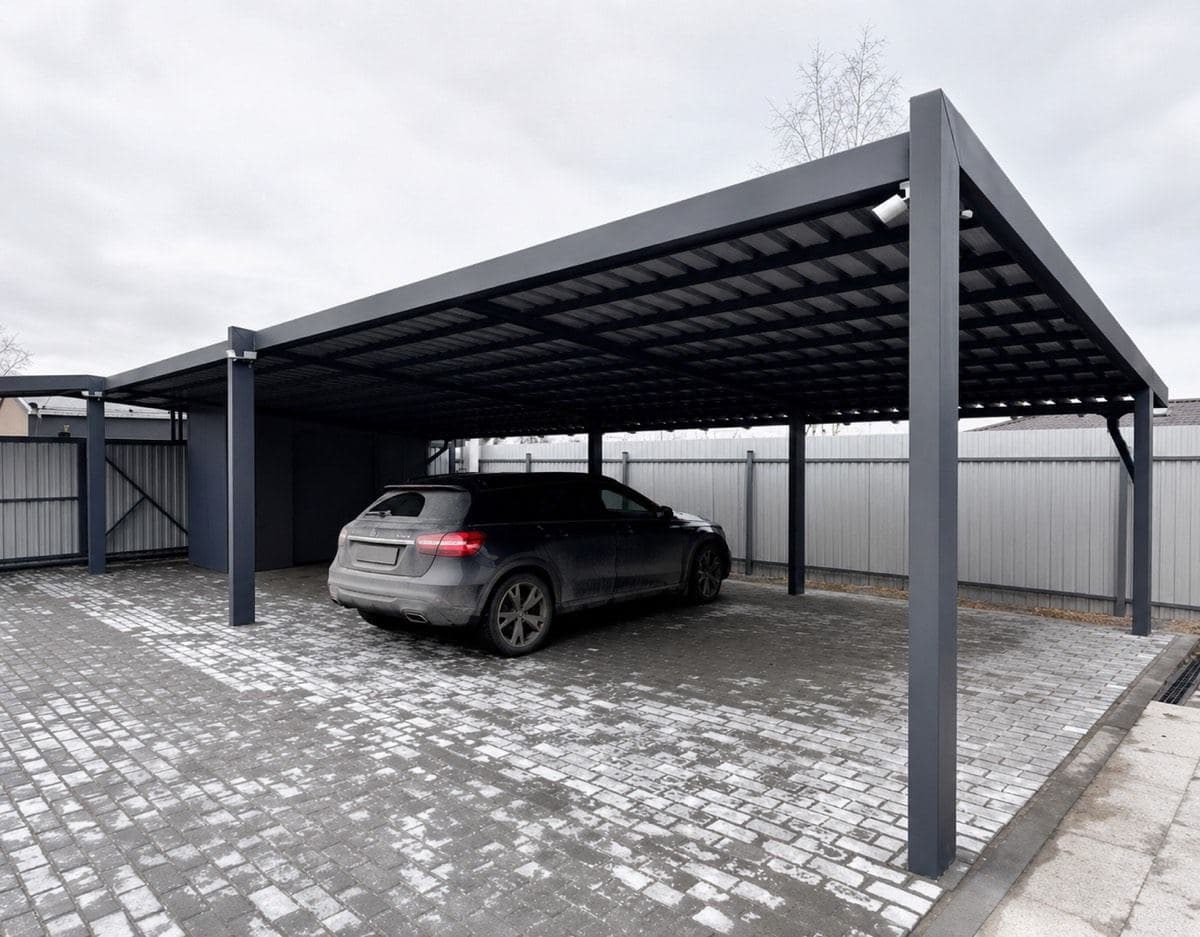 Copertină metalică IL305 Flat — Pe piloni