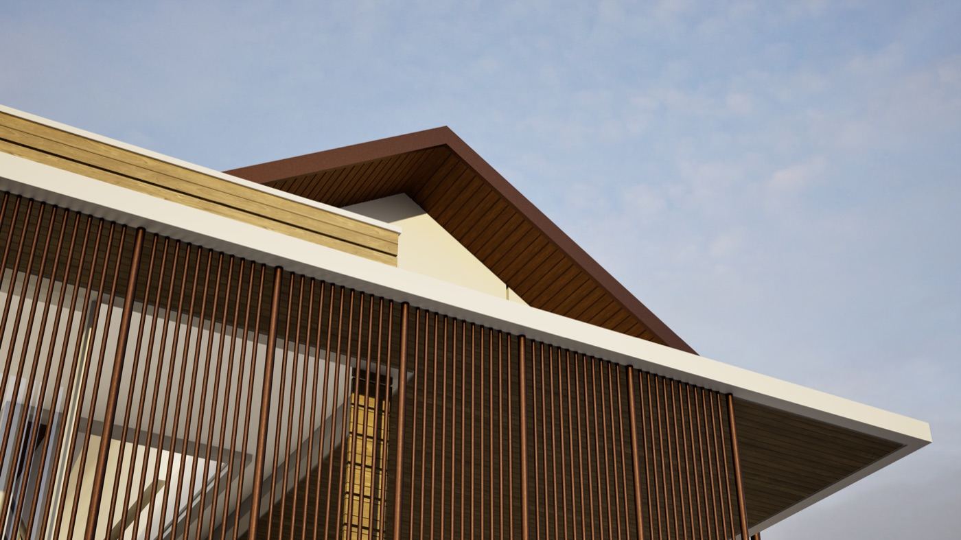 Soffit metalic Imperlux, detaliu culoare Lemn închis